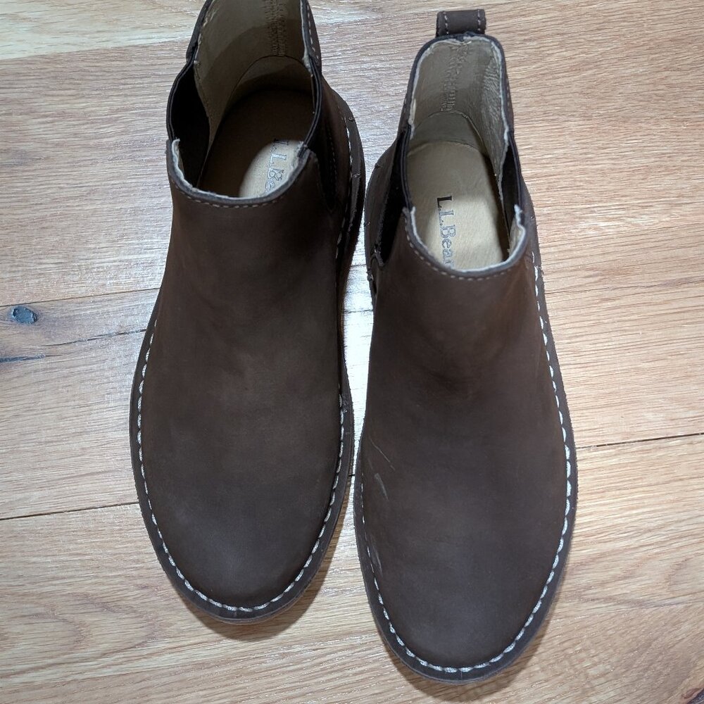 LL Bean Women's Leather Chelsea Boots, Size 7W